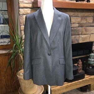 TALBOTS SIZE 10 GRAY SINGLE BUTTON FULLY LINED BLAZER CAREER PROFESSIONAL EUC